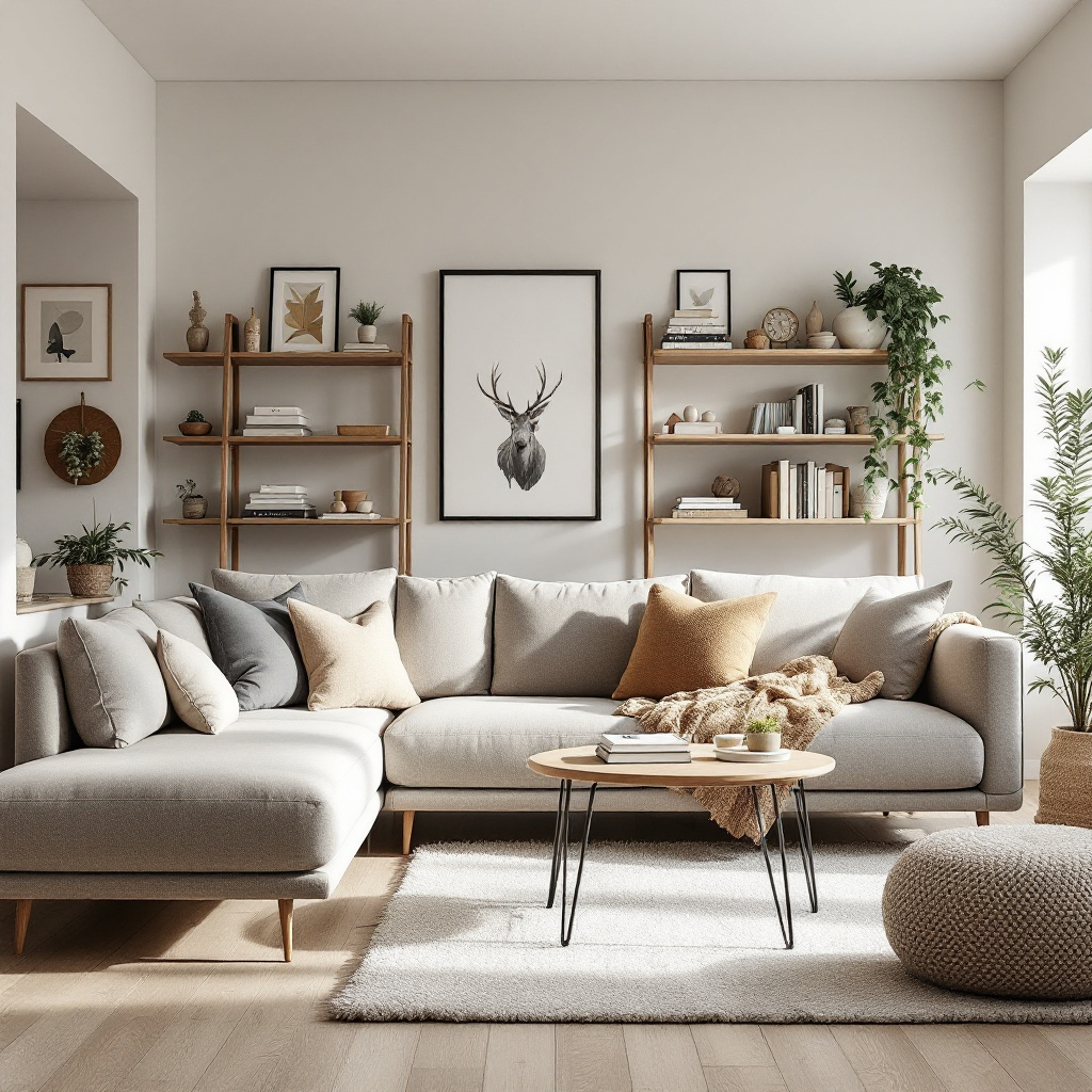 Familienwohnzimmer mit modularem Sofa und Klick-Eichenboden