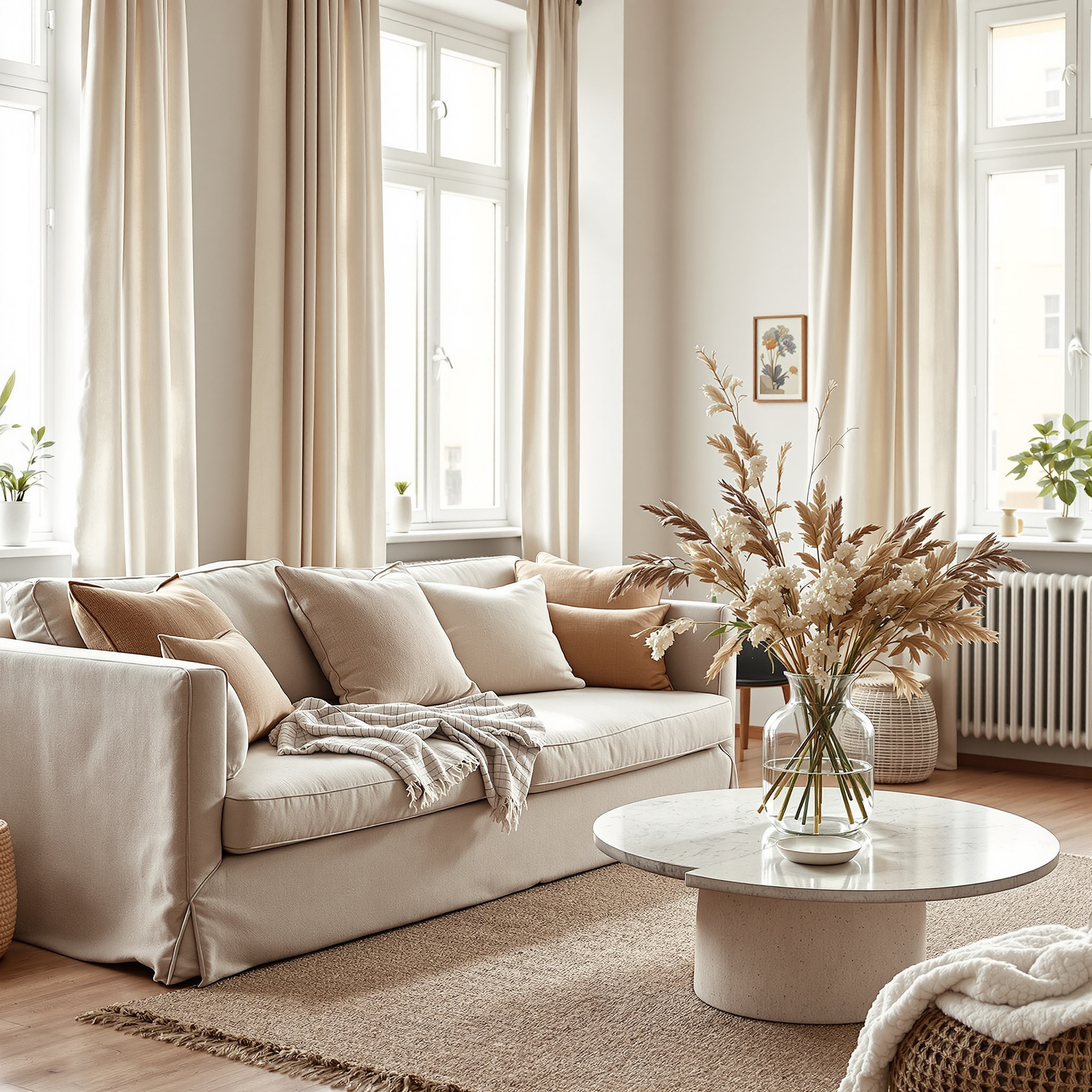 9 Sommer-Deko Ideen fuers Wohnzimmer in hellen Toenen