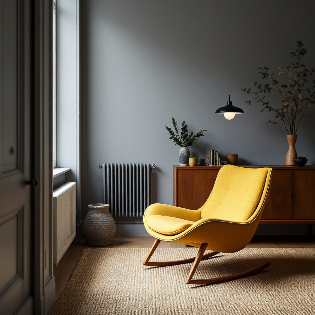 Finn Juhl Pelican Chair Senfgelb und Walnuss-Sideboard, Kopenhagen